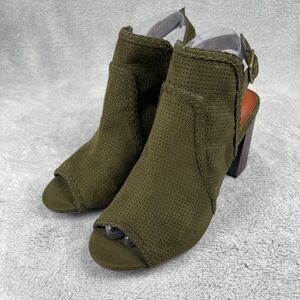 Mia Oakes Womens Bootie Sz 7.5 M Olive Green Slingback Block Heel Sandal MH0274B